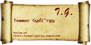 Temmer György névjegykártya